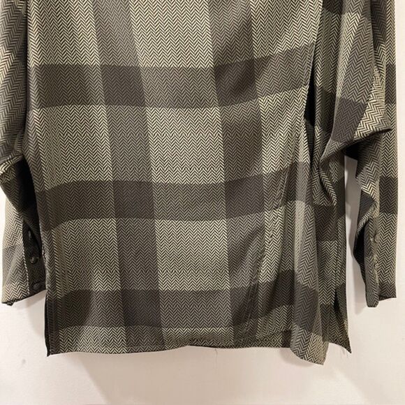 Vintage 80s Jac Dale Womens Green Plaid Cowl Neck Top Size 12/42 - Picture 4 of 12